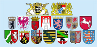 Das Bild zeigt die Wappen der sechzehn Bundesländer.