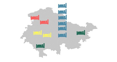 Das Bild zeigt symbolisch lokal auftretende Erkrankungen. Hier mit Bundesland Thüringen. (Quelle: BVL/Wiese)