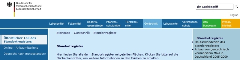 Standortregister (-karte)